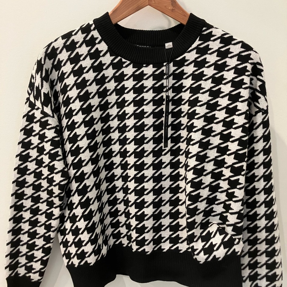 Black and White Houndstooth Sweater